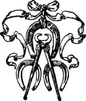 maréchalerie symbole est une les chevaux sabot se soucier, ancien gravure. vecteur