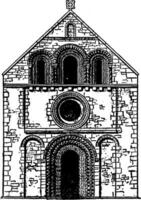 de face de ifley église, très peu exemples rester de important normand façades, ancien gravure. vecteur