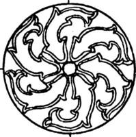 arabe circulaire panneau est une creux décoration sur une métal plaque, ancien gravure. vecteur