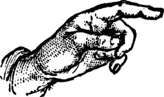 main montrer du doigt est le complexe, ancien gravure. vecteur