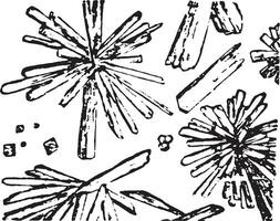 amorphe granulés, coin en forme de cristaux, ancien gravure. vecteur