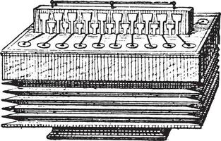 accordéon, ancien gravure. vecteur