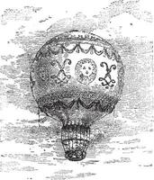 Montgolfier chaud air ballon, ancien gravure vecteur