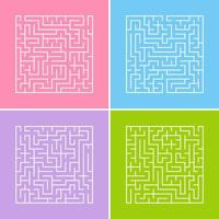 un labyrinthe carré avec une entrée et une sortie. un ensemble de quatre options. une simple illustration vectorielle plane isolée sur un fond coloré. vecteur