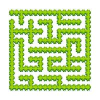 labyrinthe carré abstrait - jardin verdoyant, arbustes. jeu pour les enfants. casse-tête pour les enfants. une entrée, une sortie. énigme du labyrinthe. illustration vectorielle. vecteur