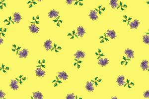 illustration de chrysanthème fleur avec feuilles sur doux Jaune Contexte vecteur