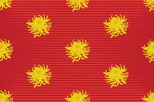 illustration de chrysanthème fleur avec ligne sur rouge Contexte. vecteur