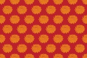 illustration de Orange chrysanthème fleur sur rouge Contexte. vecteur