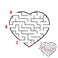 labyrinthe en forme de coeur. jeu pour les enfants. casse-tête pour les enfants. trouver le bon chemin. énigme du labyrinthe. illustration vectorielle plane isolée sur fond blanc. vecteur