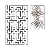 labyrinthe rectangulaire abstrait. jeu pour les enfants. casse-tête pour les enfants. une entrée, une sortie. énigme du labyrinthe. illustration vectorielle plane isolée sur fond blanc. avec réponse. vecteur