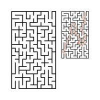 labyrinthe rectangulaire abstrait. jeu pour les enfants. casse-tête pour les enfants. une entrée, une sortie. énigme du labyrinthe. illustration vectorielle plane isolée sur fond blanc. avec réponse. vecteur