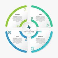 cercle graphique infographie modèle avec 4 les options pour présentations vecteur