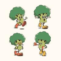 ensemble de traditionnel brocoli dessin animé illustration avec varié pose et expressions vecteur