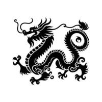 silhouette de vert bois chinois dragon symbole de le 2024 chinois Nouveau année vecteur