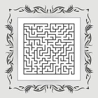 labyrinthe carré abstrait dans un cadre vintage. jeu pour les enfants. casse-tête pour les enfants. une entrée, une sortie. énigme du labyrinthe. illustration vectorielle plane. vecteur