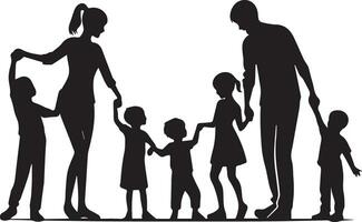 famille silhouette isolé plus de blanc Contexte modifiable vecteur illustration