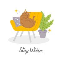 dessin animé chat en train de dormir sur fauteuil vecteur