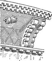 encorbellement, ancien gravure vecteur