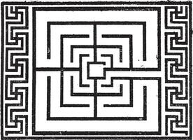 Labyrinthe, ancien gravure. vecteur