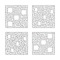 un ensemble de labyrinthes carrés. jeu pour les enfants. casse-tête pour les enfants. une entrée, une sortie. énigme du labyrinthe. illustration vectorielle plane isolée sur fond blanc. avec place pour votre image. vecteur