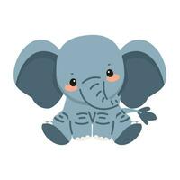 mignonne l'éléphant griffonnage animal dessin animé vecteur