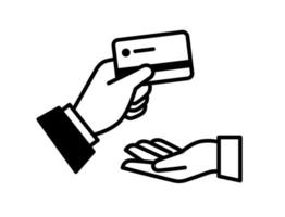 contour main et icône de carte de crédit vecteur