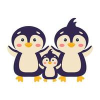 une famille de pingouins. mignonne dessin animé pingouins maman papa et bébé. vecteur illustration.