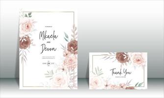 carte d'invitation de mariage élégante avec de belles décorations florales vecteur