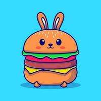 mignonne lapin Burger dessin animé vecteur icône illustration nourriture animal icône concept isolé prime plat