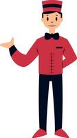 portier personnage dans rouge et noir costume vecteur illustration sur une blanc Contexte