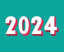 2024 content Nouveau année abstrait rose et blanc graphique conception vecteur logo symbole illustration avec bleu Contexte