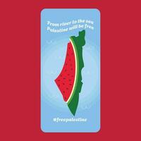 pastèque Palestine symbole pour paisible pays . vert, blanc, rouge, noir. Frais pastèque fruit vecteur