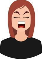 Emoji fille en colère, illustration, vecteur sur fond blanc