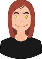 Fille se sentant comme une star emoji, illustration, vecteur sur fond blanc