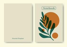 carnet couverture modèle minimaliste conception. imprimable papeterie avec fleurir éléments. vecteur