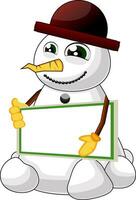 bonhomme de neige avec table illustration vecteur sur blanc Contexte