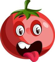 rouge tomate collage le sien langue en dehors illustration vecteur sur blanc Contexte