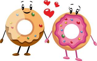 couple de Donut dans l'amour illustration vecteur sur blanc Contexte