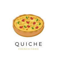 cuit légume Quiche avec brocoli vecteur illustration logo