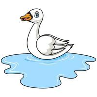 mignonne dessin animé canard nager seul vecteur