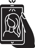 icône de glyphe noir selfie vecteur