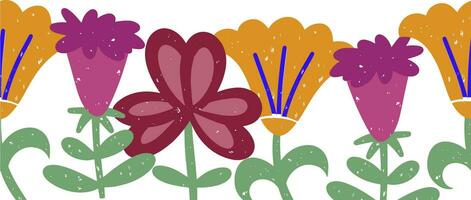 boho fleur sans couture frontière dessin animé vecteur illustration