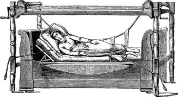 sommeil dispositif maladie sur le droite côté, ancien gravure. vecteur