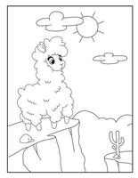 mignonne lama coloration pages pour les enfants vecteur