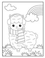 mignonne lama coloration pages pour les enfants vecteur