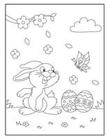 Pâques lapin coloration pages pour des gamins vecteur