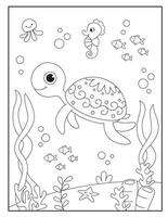 tortue coloration pages pour des gamins vecteur