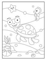 tortue coloration pages pour des gamins vecteur