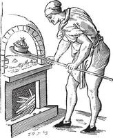une Pâtisserie chef dans 1589, ancien gravure. vecteur