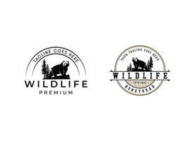 ancien faune de ours logo. ours chasse logo conception vecteur